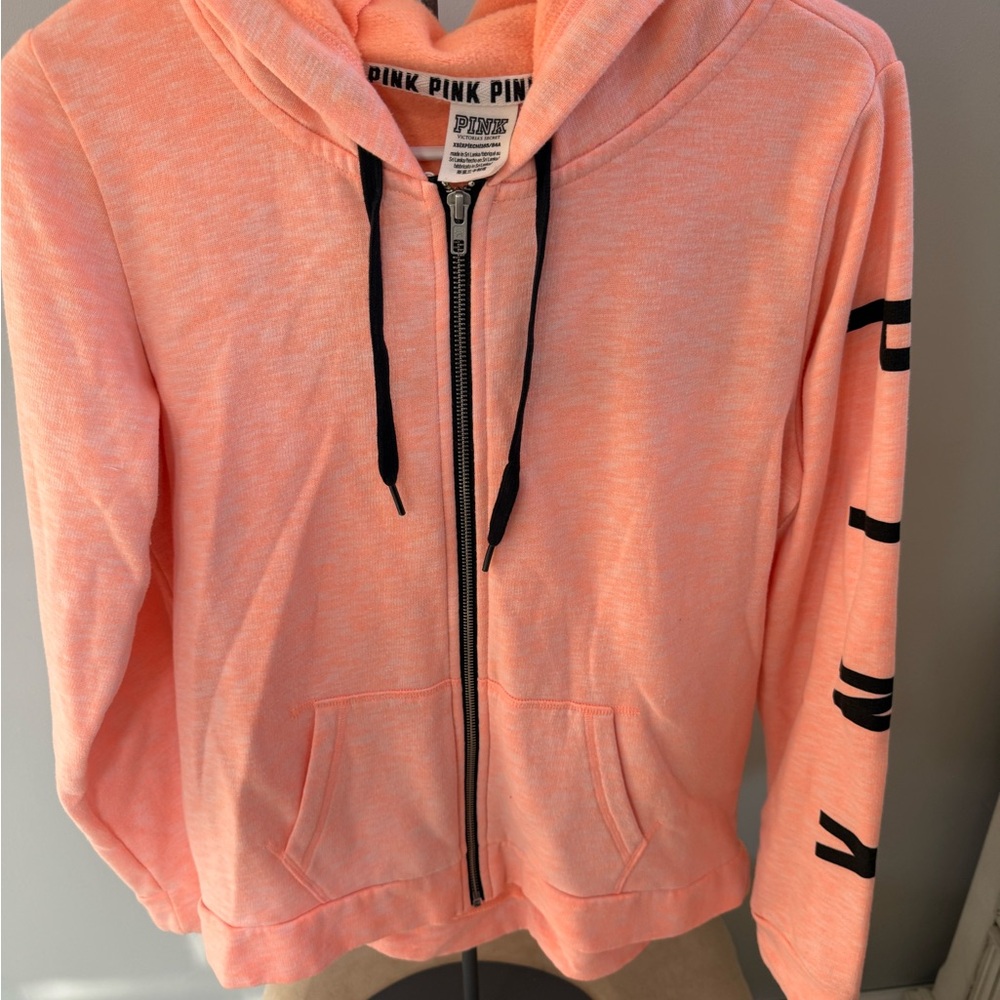 Victoria's Secret Peach Hoodie with Black Trim